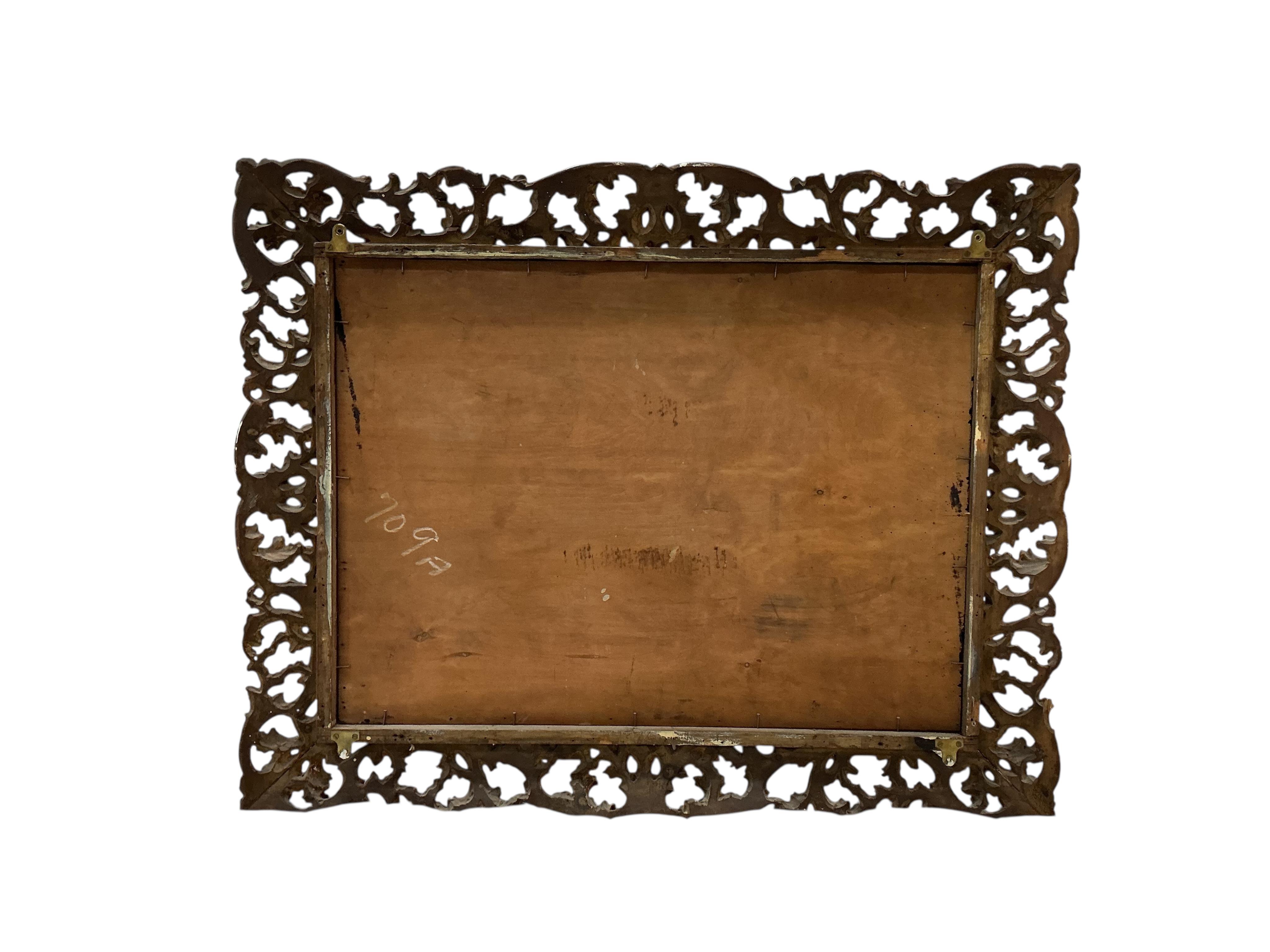 A large 19th century Florentine style carved giltwood rectangular wall mirror, width 112cm, height 89cm